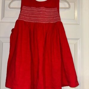 Red Sleeveless Tunic with White Embroidery